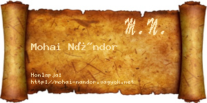Mohai Nándor névjegykártya